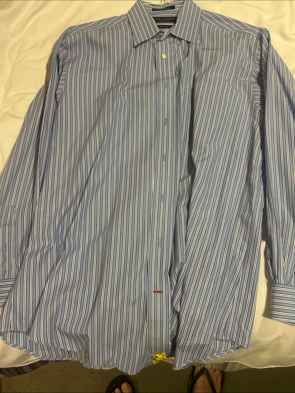 Daniel Cremieux Blue and White Multi-Stripe Dress Shirt